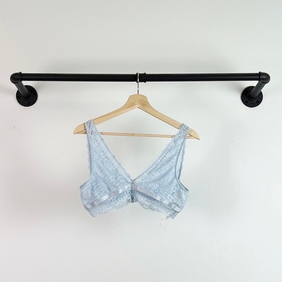 NWT Anthropologie Evalyn Lace V-Neck Bralette in Blue Mist - Picture 5 of 6